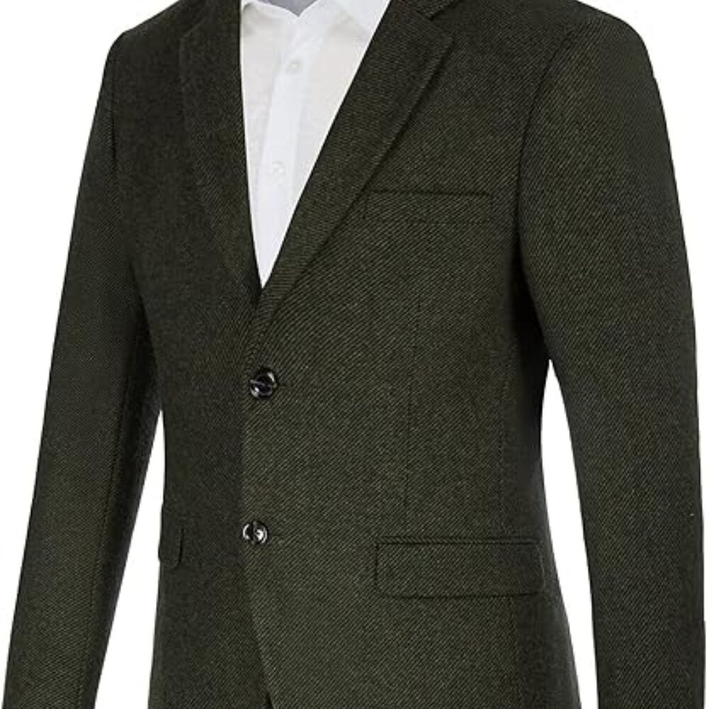 PJ Men's Wool Blend Blazer Houndstooth Suit Blazer Notch Lapel 2 Button Size 2XL - Picture 2 of 4